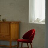 Mid-century toilet chair in oak and red velvet, by a Danish cabinetmaker, 1950s.