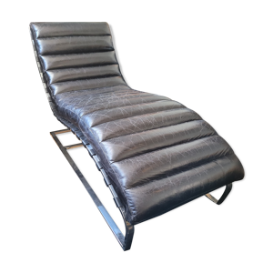 Chaise longue en cuir noir divan