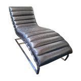 Chaise longue en cuir noir divan