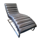 Black leather chaise longue divan