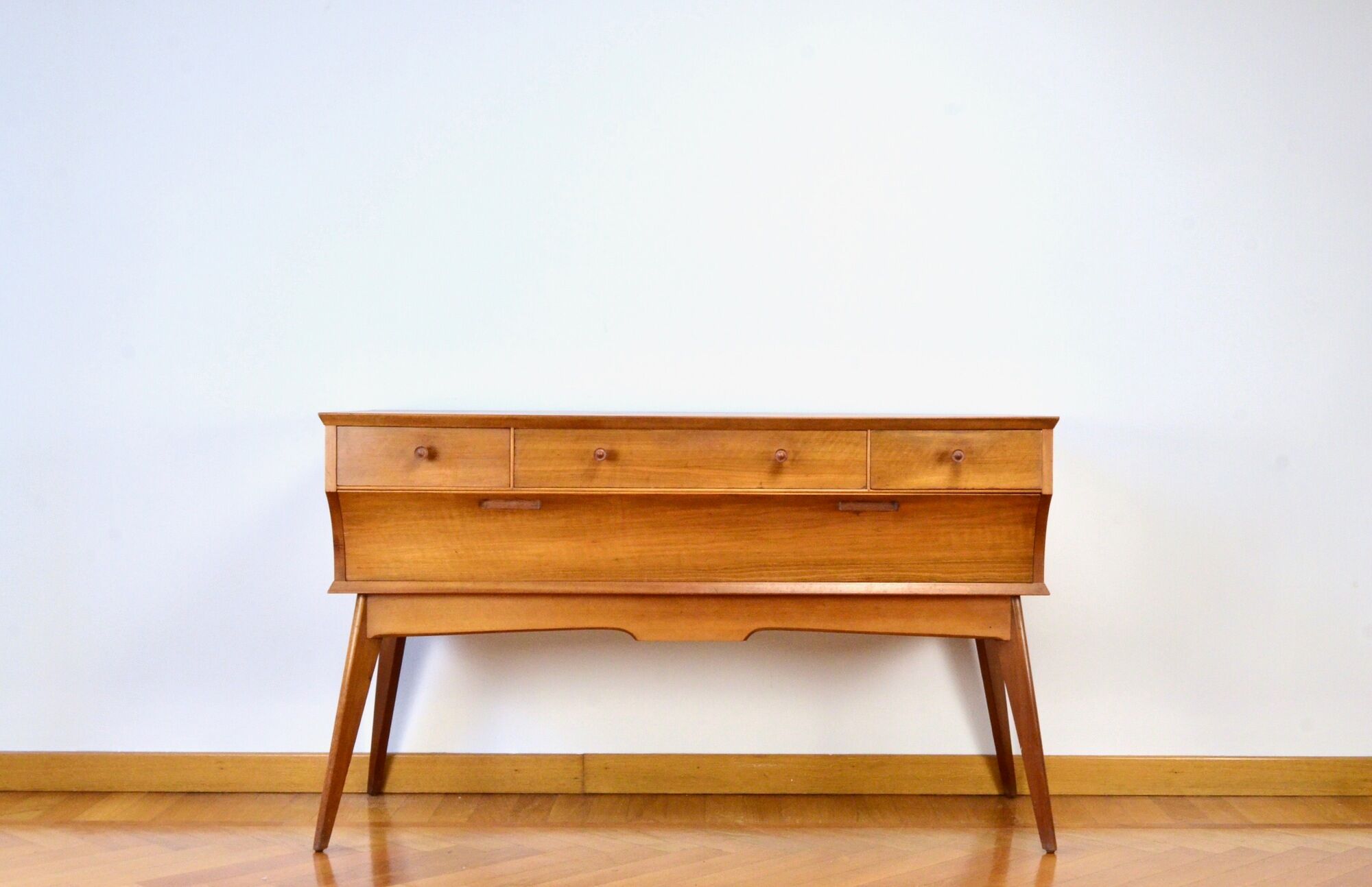 Midcentury Alfred Cox console in walnut, modern, danish style, vintage, scandinavian