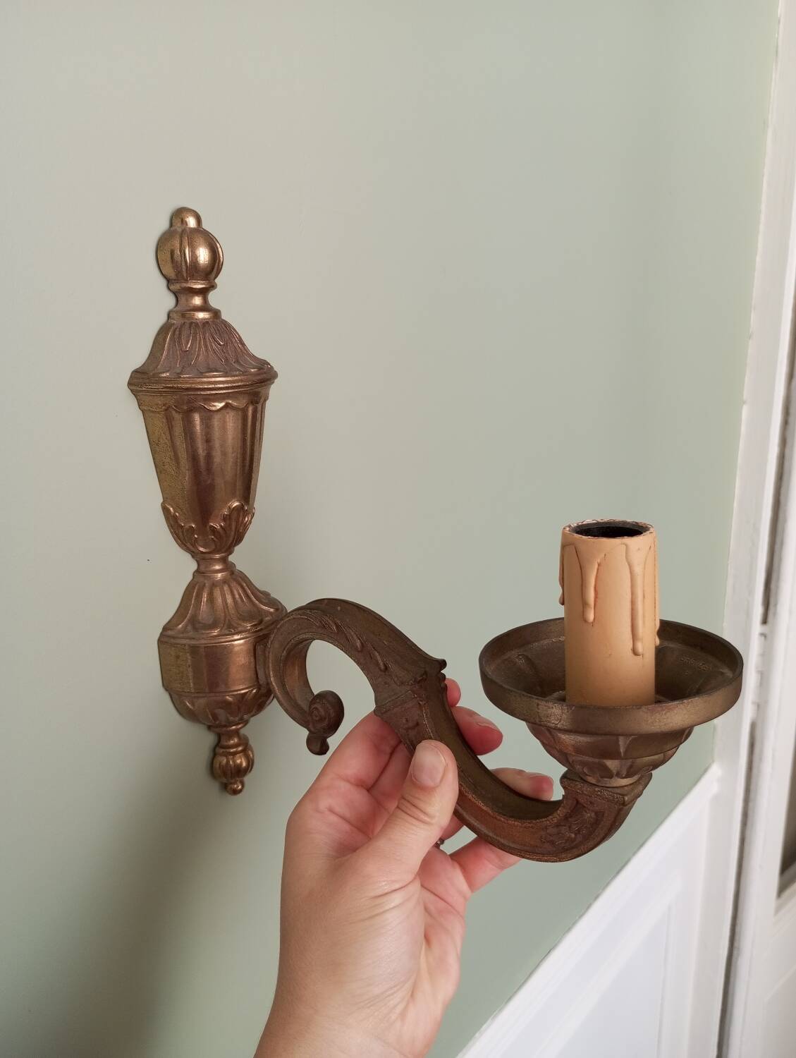 Pair of bronze wall lights