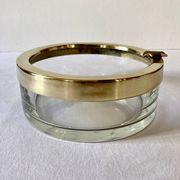 Large glass and brass ashtray