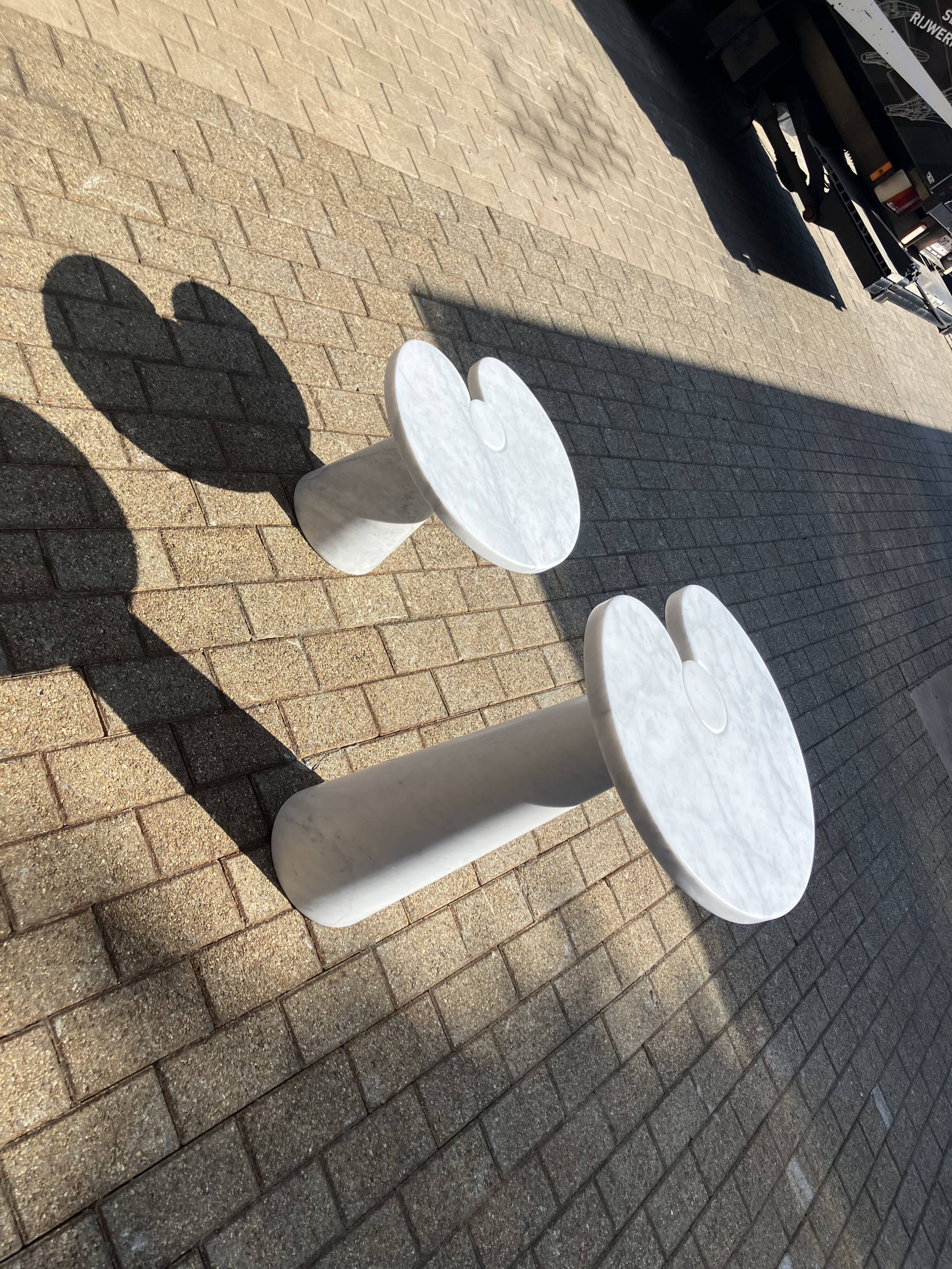 2x Eros Side table Angelo Mangiarotti Carrara marmer Nieuwstaat!