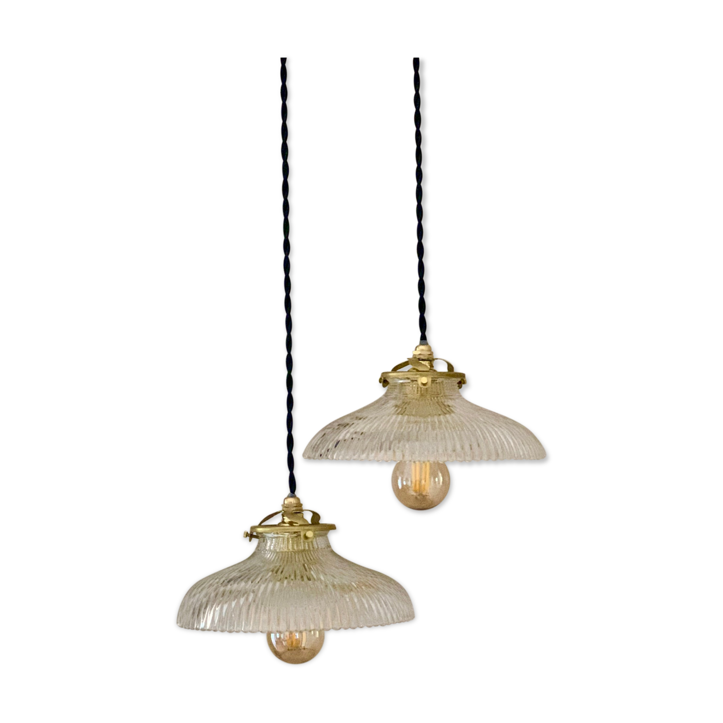 Duo of suspensions Holophane bistro style