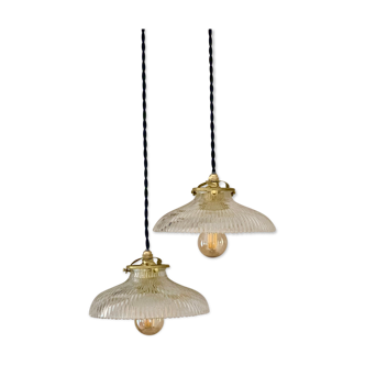 Duo of suspensions Holophane bistro style