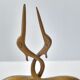 Pair of vintage 1970 brass intertwined herons