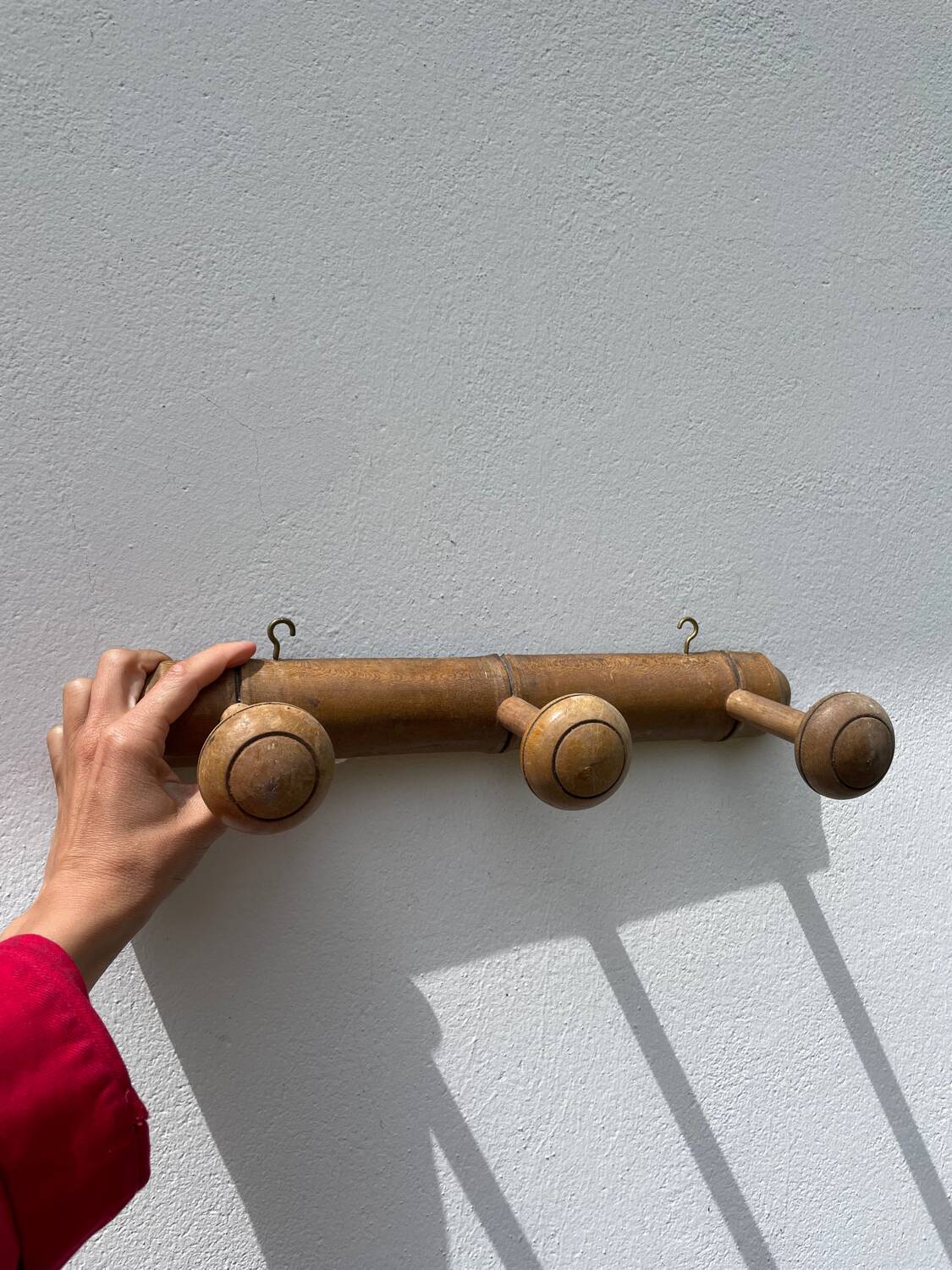 Antique wooden wall coat rack