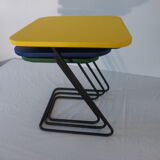 Tables gigognes 50/60, skaï and wrought iron