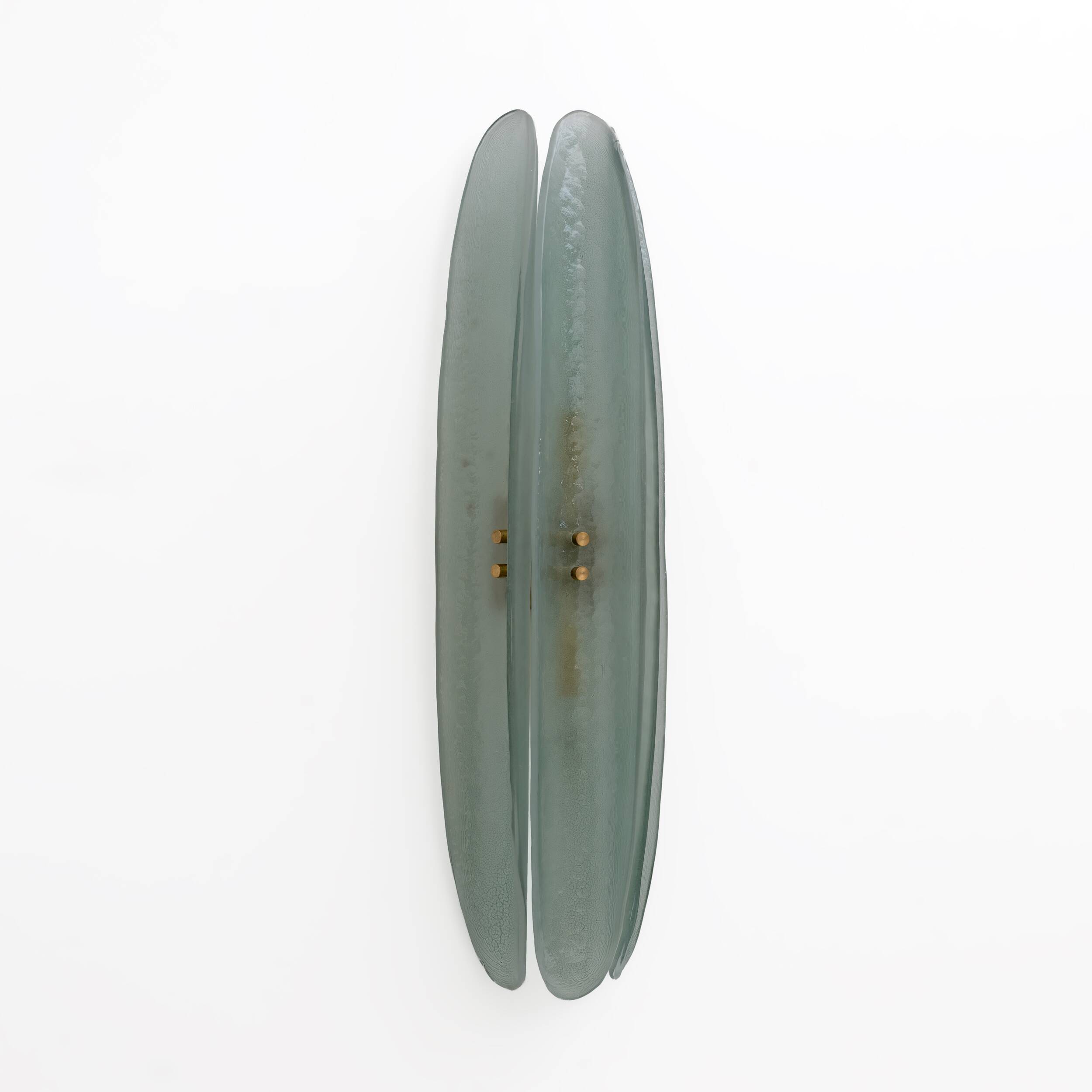 Pair of Fontana Arte Style Mid-century Modern Aqua Green Murano Glass Sconces