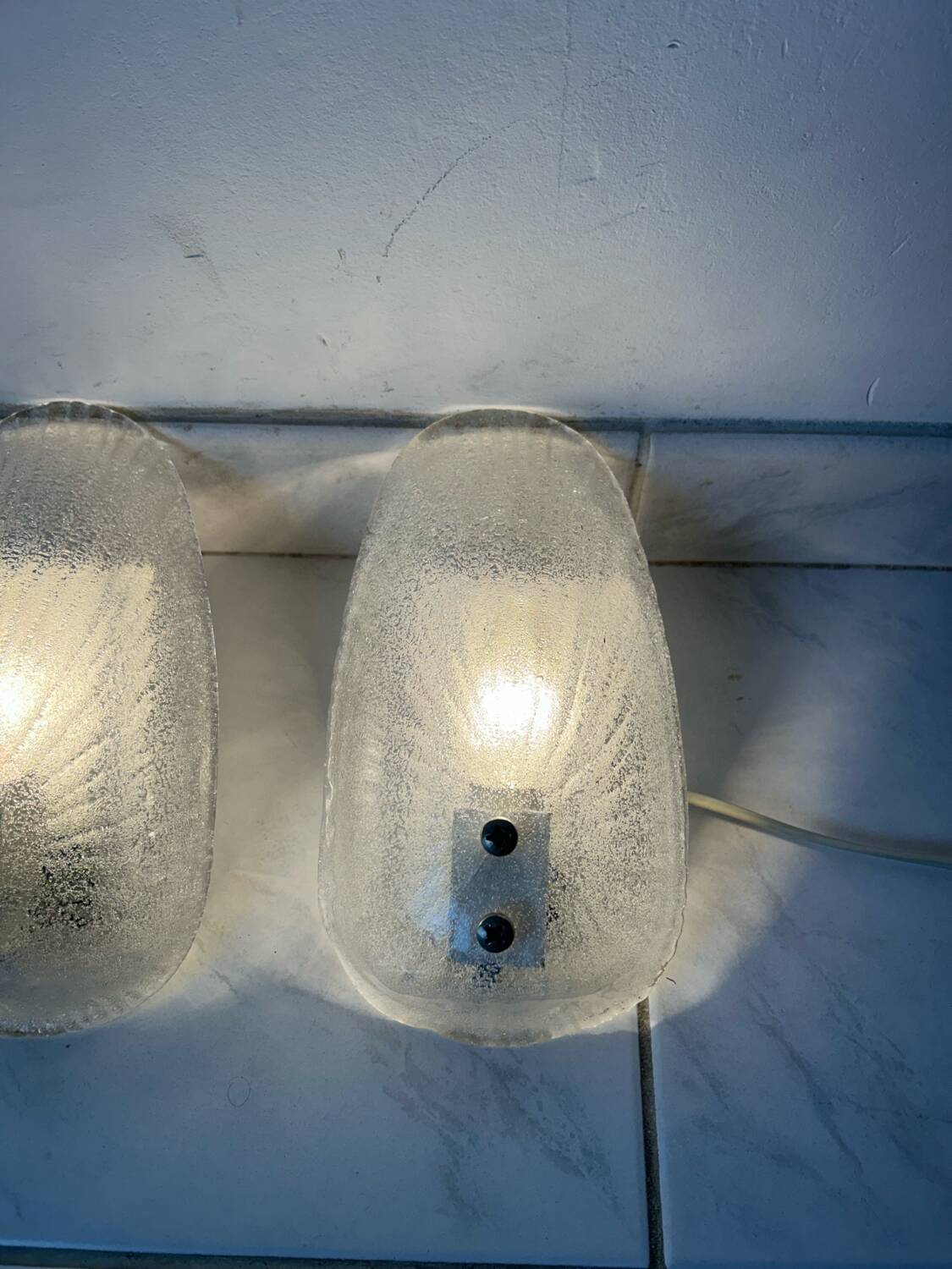 Set of two vintage Italian glass wall lamps