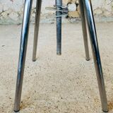 Vintage industrial metal and wood stool with adjustable swivel seat, 1960's