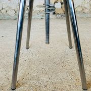Vintage industrial metal and wood stool with adjustable swivel seat, 1960's