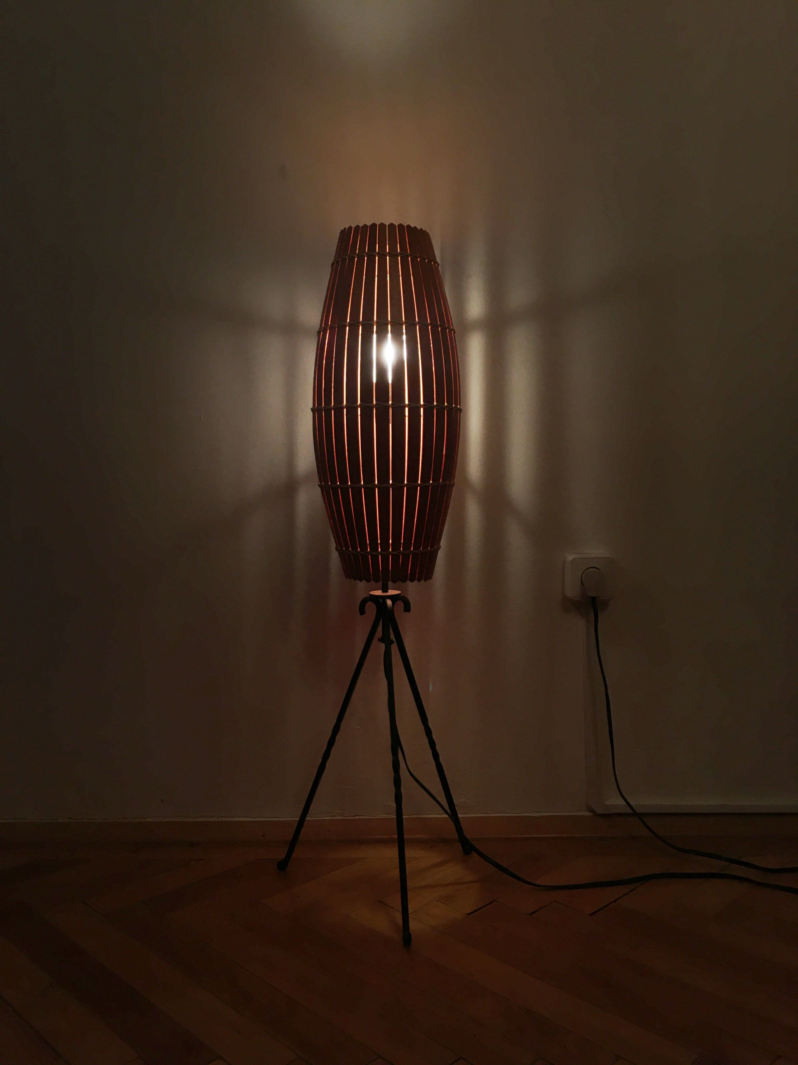 Industrial Wooden floor lamp, 1970