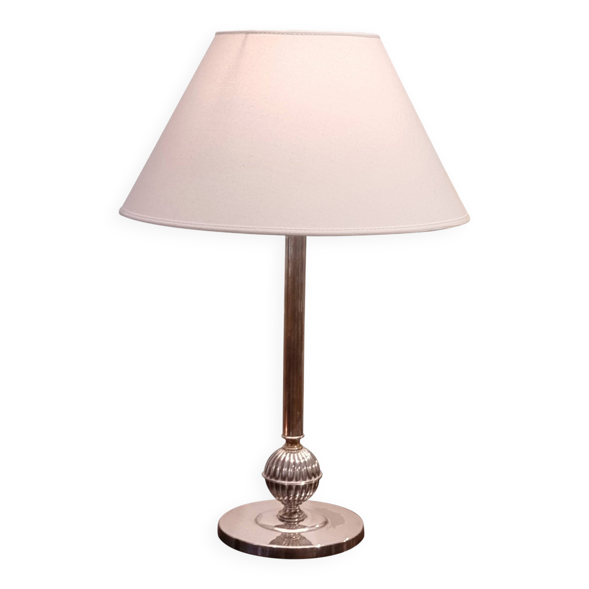 The Swedish Court Jeweler CG Hallberg, Table Lamp, Silver Plate, Swedish Grace 1930s