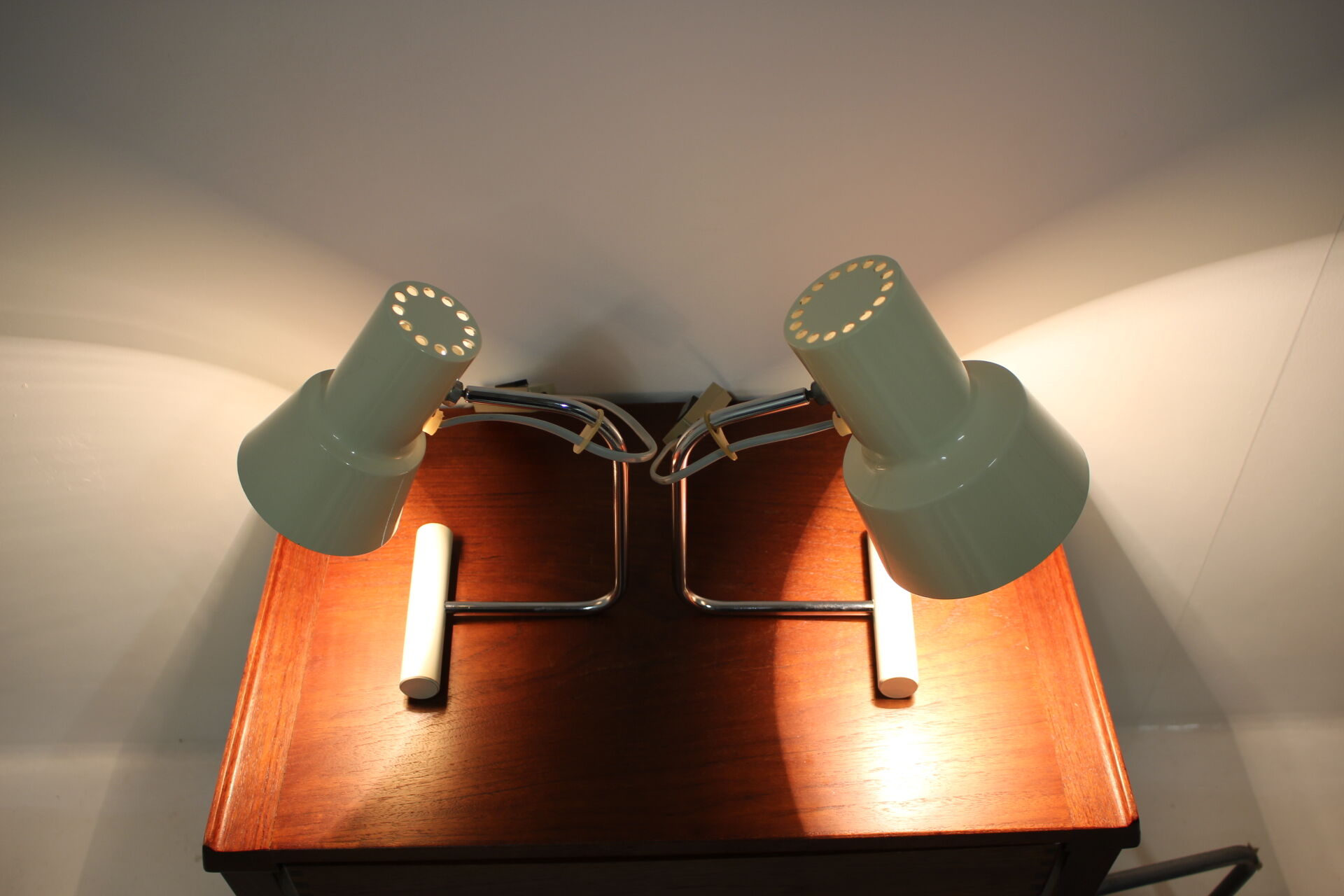 Set of two beige table lamps designed by Josef Hůrka for Napako 1970