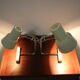 Set of two beige table lamps designed by Josef Hůrka for Napako 1970