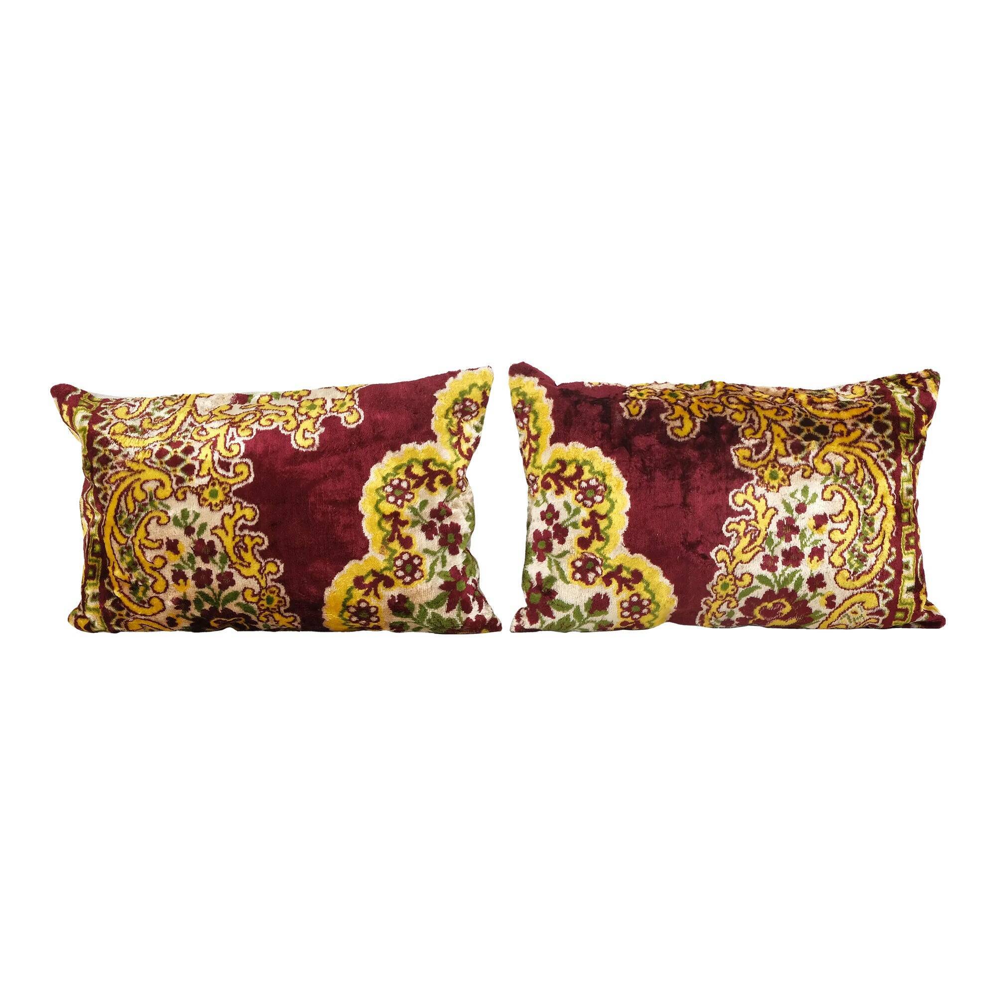 Set of 2 vintage velvet cushion covers 61x41 cm