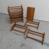 Brutalist oak stackable wine rack 1960's