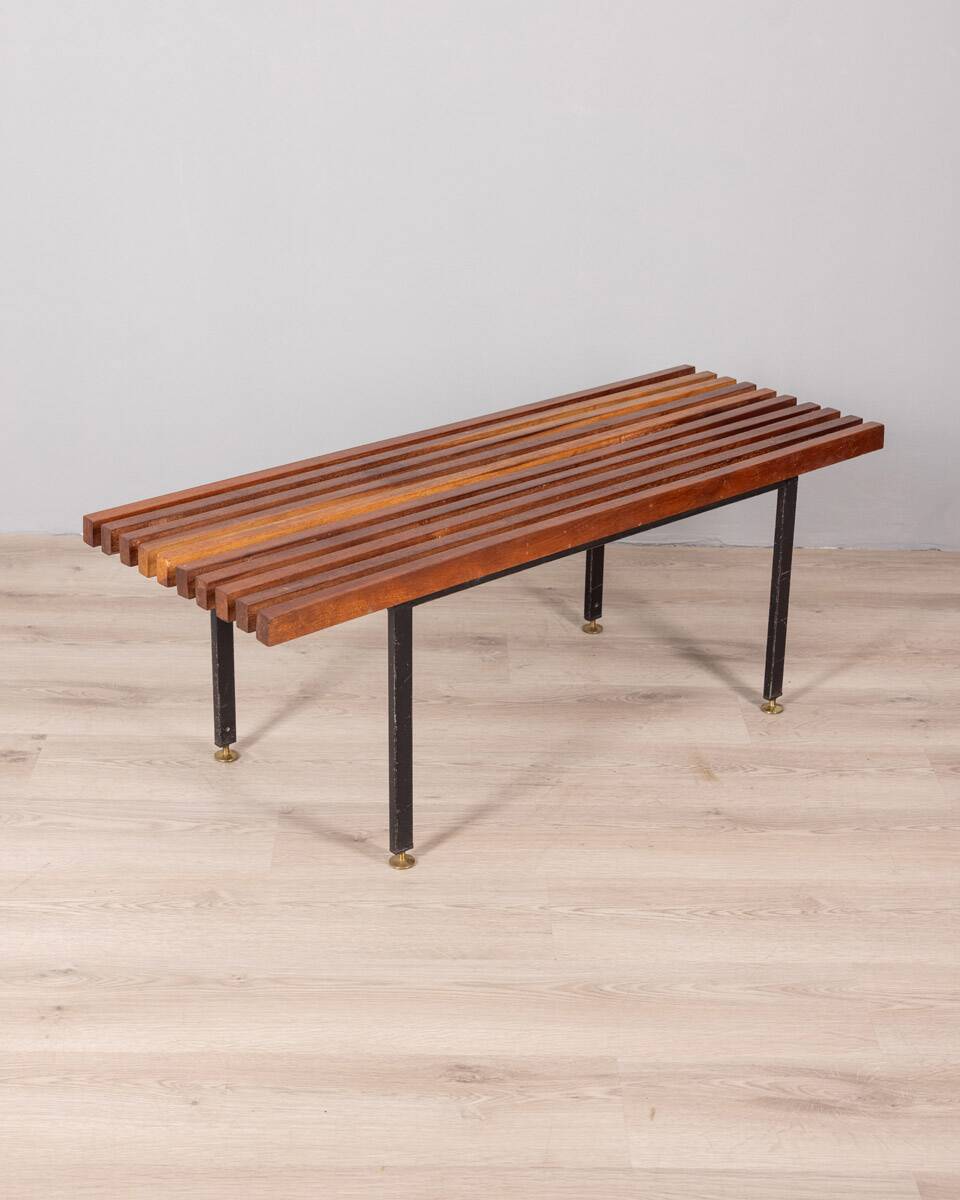 Vintage 60s bench slats in teak wood italian design