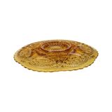 Vintage Art Déco Plat Fruit Bowl Ambre Pressé Verre Fait en Belgique