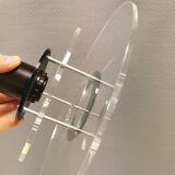 Slim-line" UFO / SpaceAge lamps in plexiglass and metal, in transparent, green and black colours