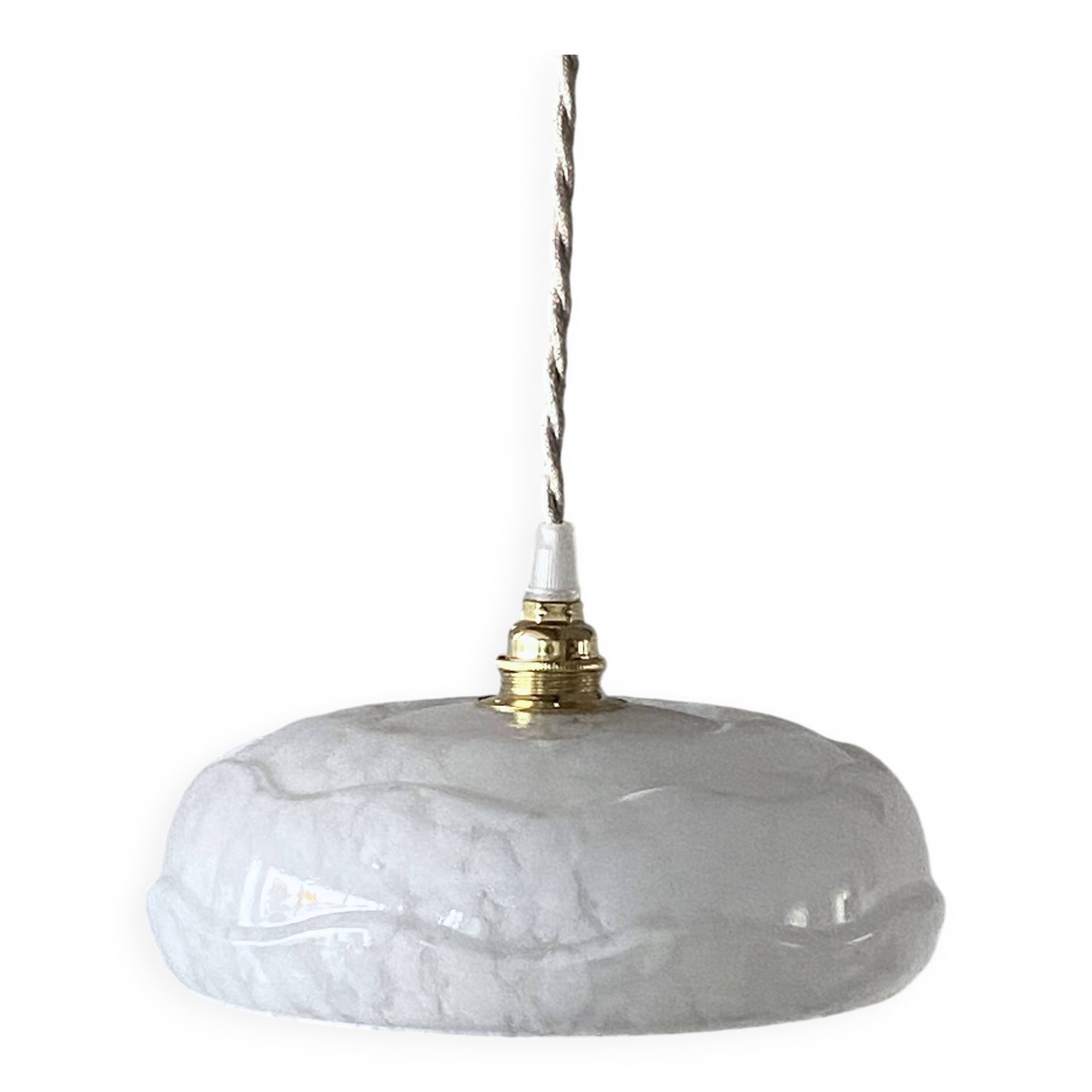 Suspension verre de Clichy blanc