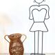 Vintage Wicker and Bamboo Amphora Umbrella Stand , Italy