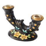 Double ceramic daffodil candle holder