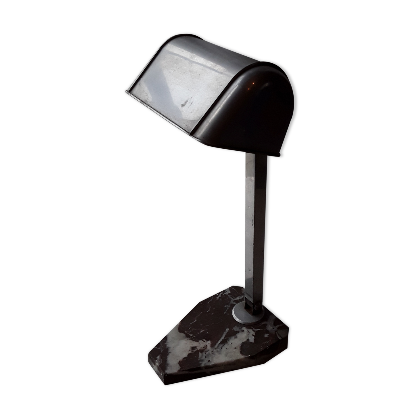Desk lamp, Art Deco style, in chromed metal and marble foot