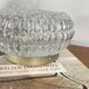 Round wall light ceiling fixture in glass with small vintage flowers from the 1970s and 1980s.