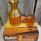 Ancien service a orangeade bahia verre moulé pichet + 6 verres vintage