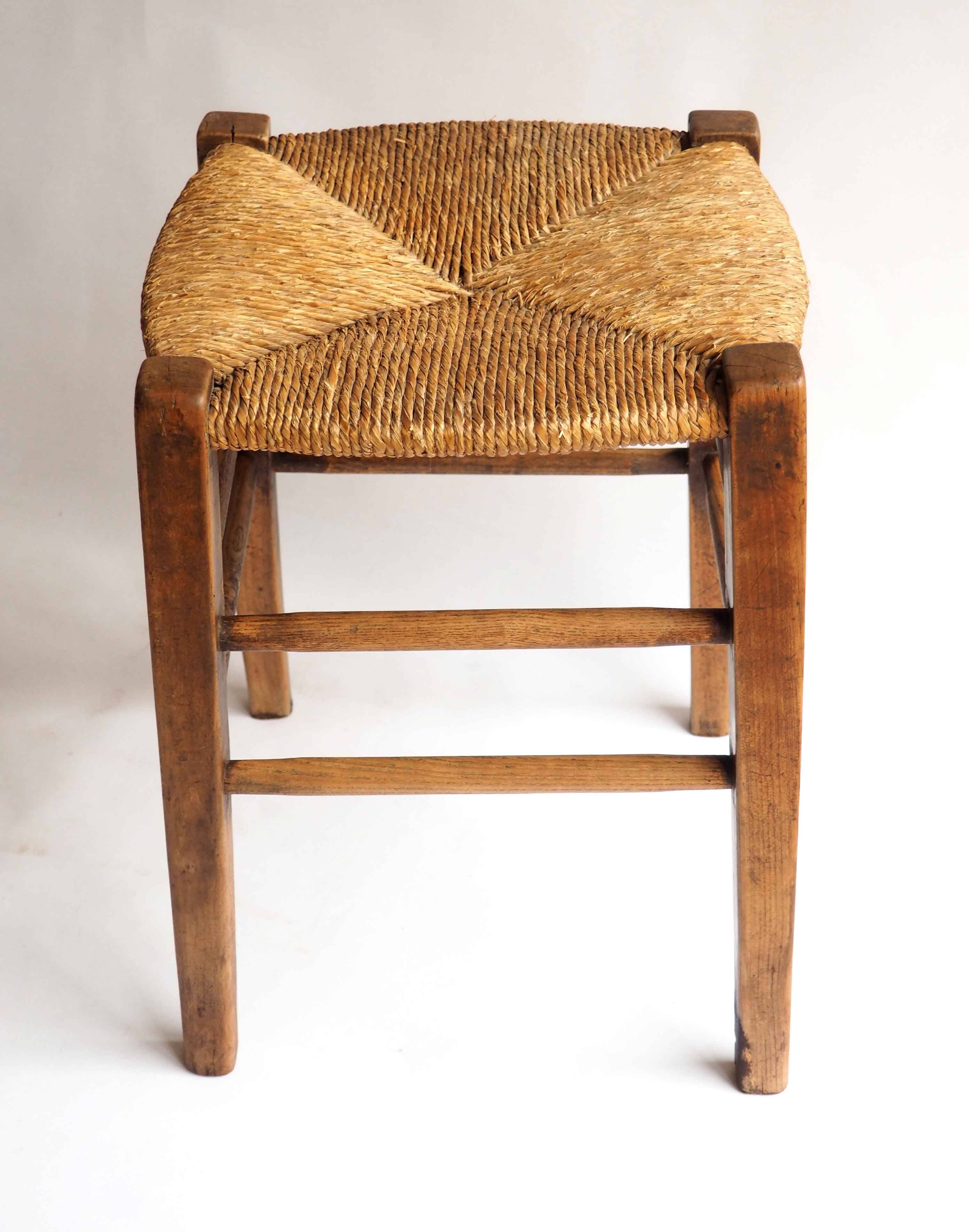 Old stool with straw seat