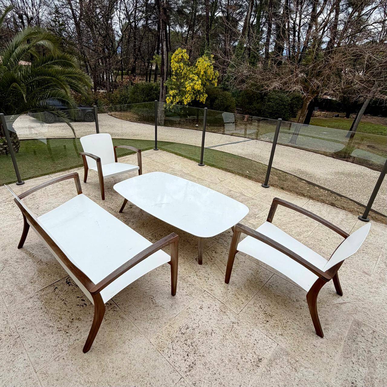 Salon de jardin Royal Botania – teck & métal blanc