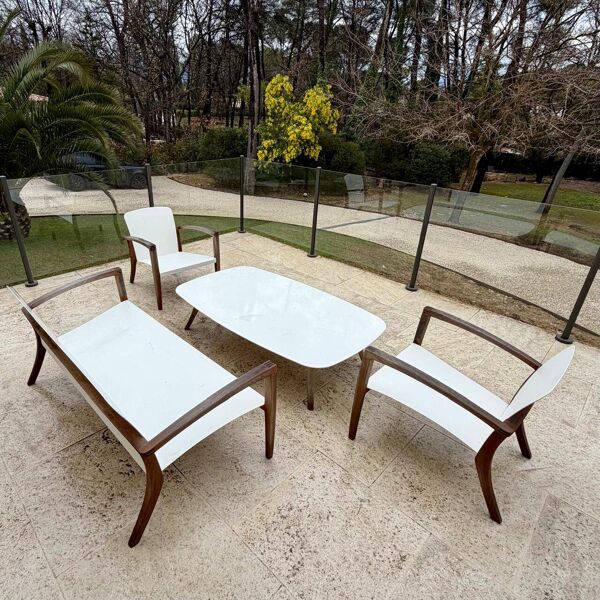 Salon de jardin Royal Botania – teck & métal blanc