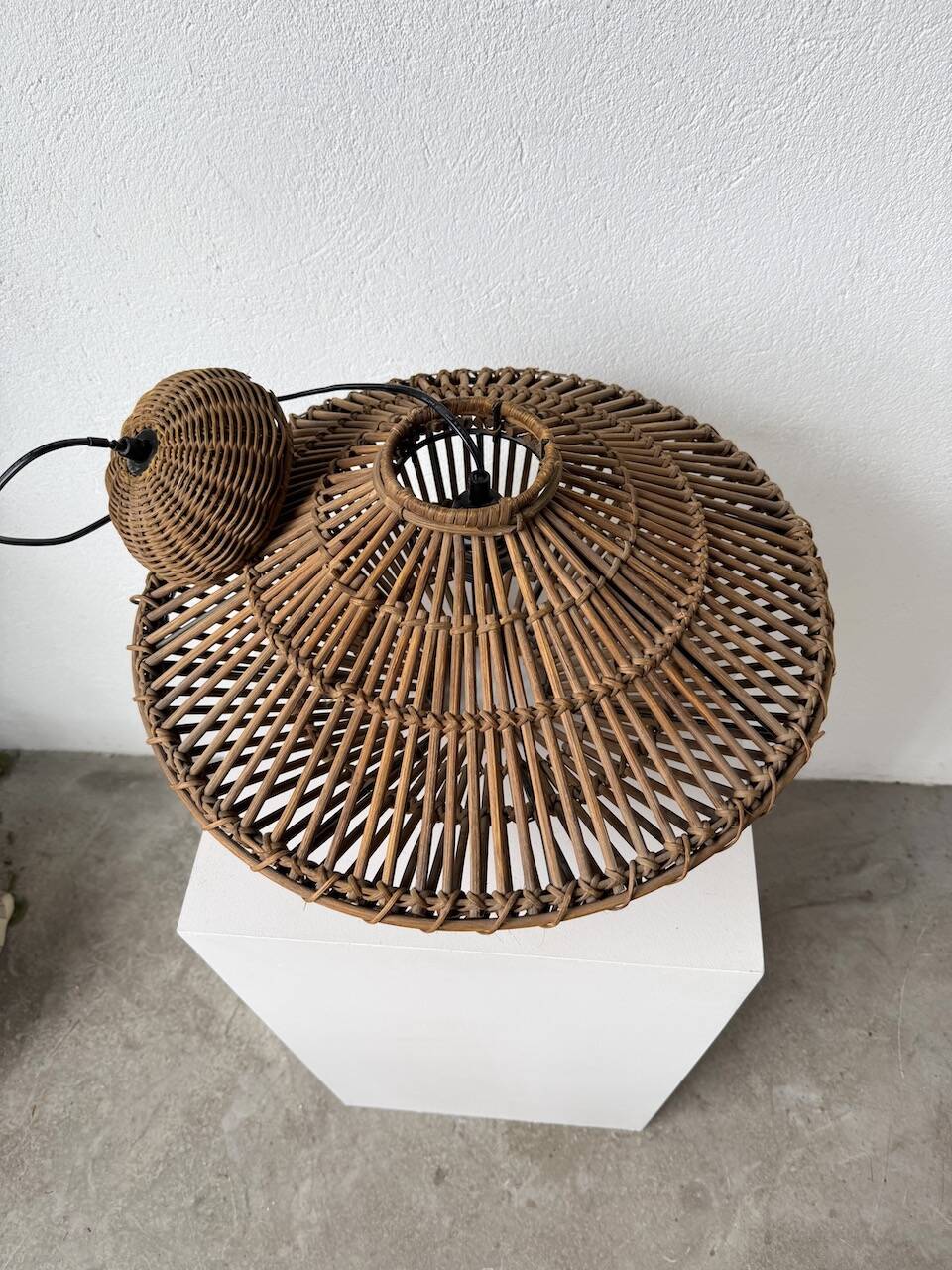 60s Ufo pendant light in Italian wicker