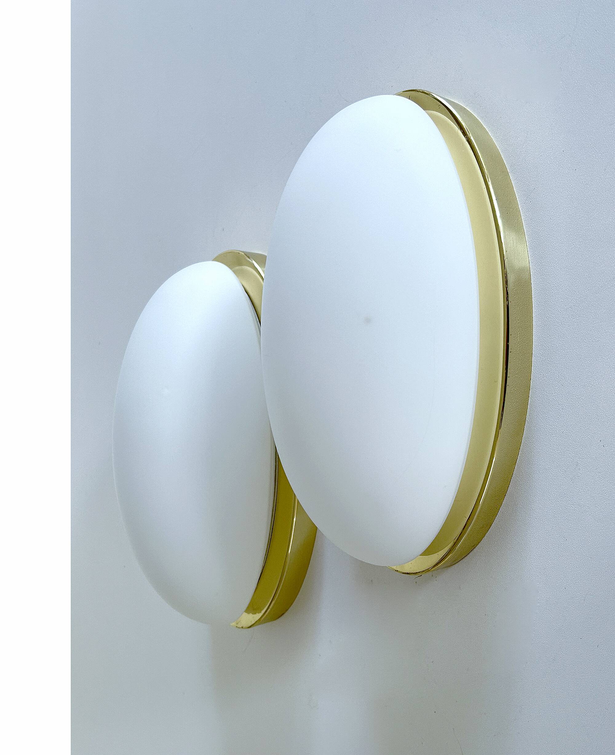 Pair of Vintage Limbourg Wall Lights, Brass Glass