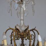 chandelier Crystal bronze dore rocaille style nineteenth pendants