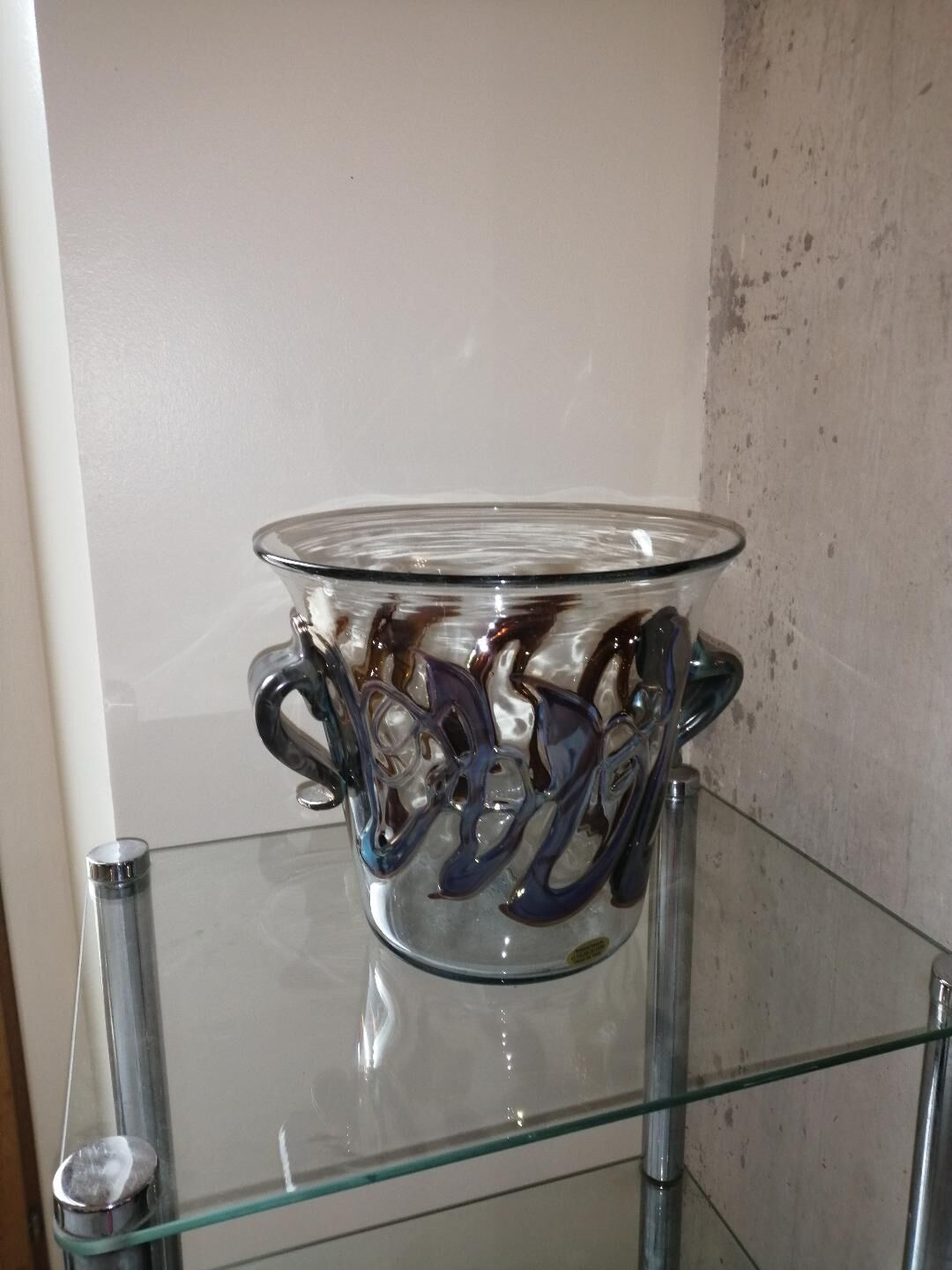 Decorated blown glass champagne bucket
