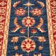Tapis de couloir/escalier traditionnel en laine, noué à la main, motif floral bleu, 78 x 386 cm