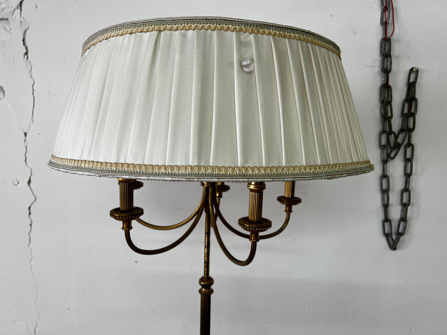 Vintage brass tripod floor lamp