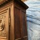 Antique Louis XIII armoire in solid walnut with carved doors