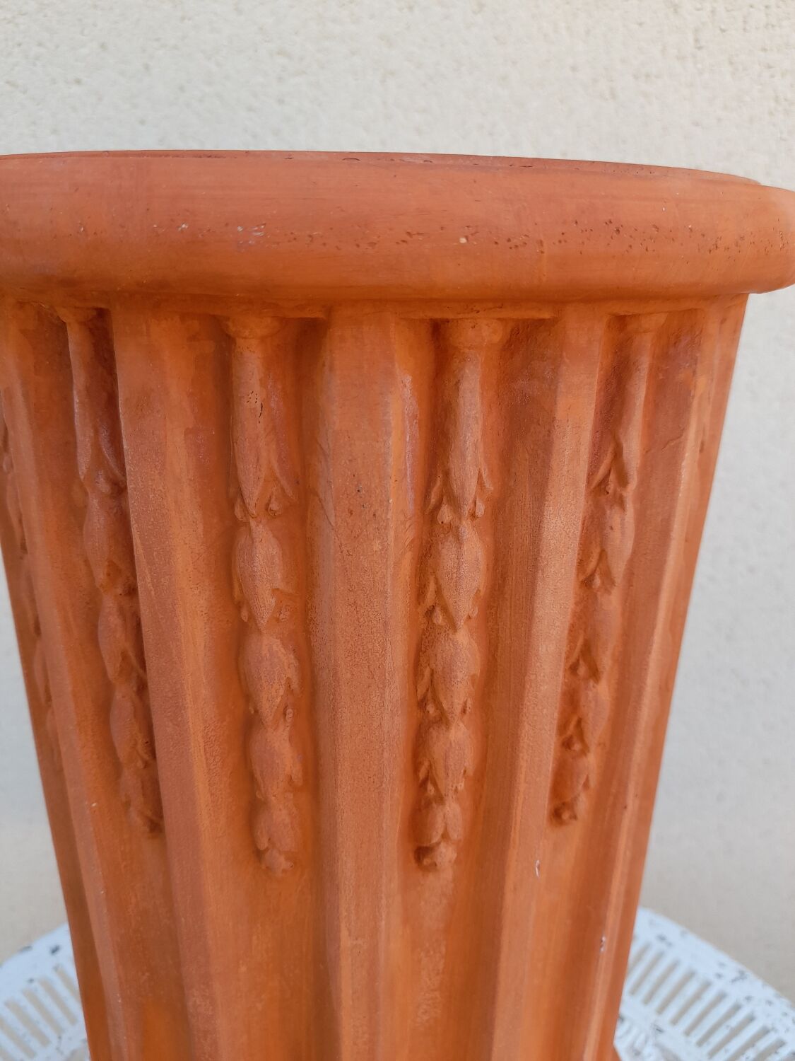 Antique fluted terracotta column or pedestal