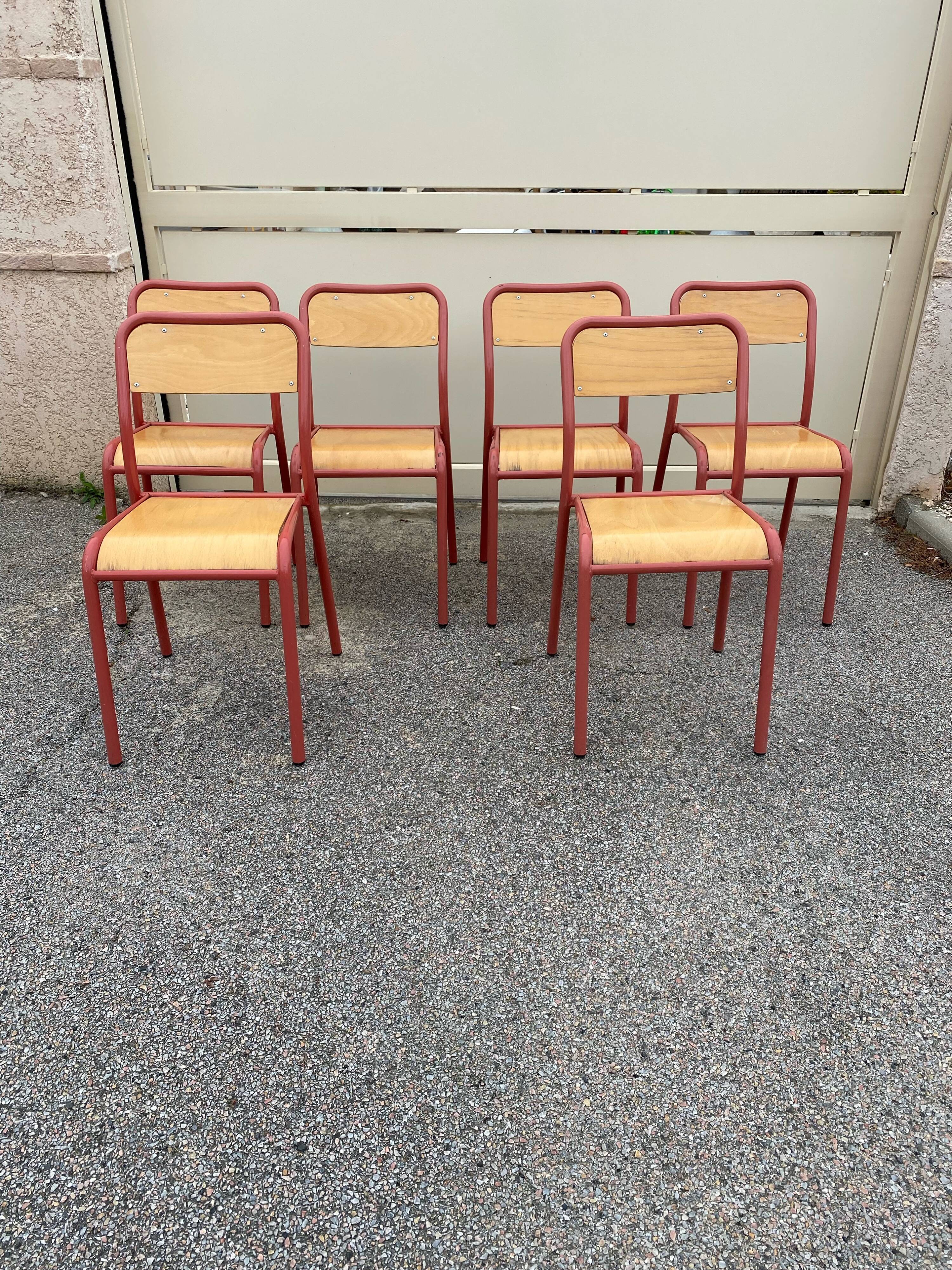 Set of 6 Adult size Mullca school chairs from the 80s
