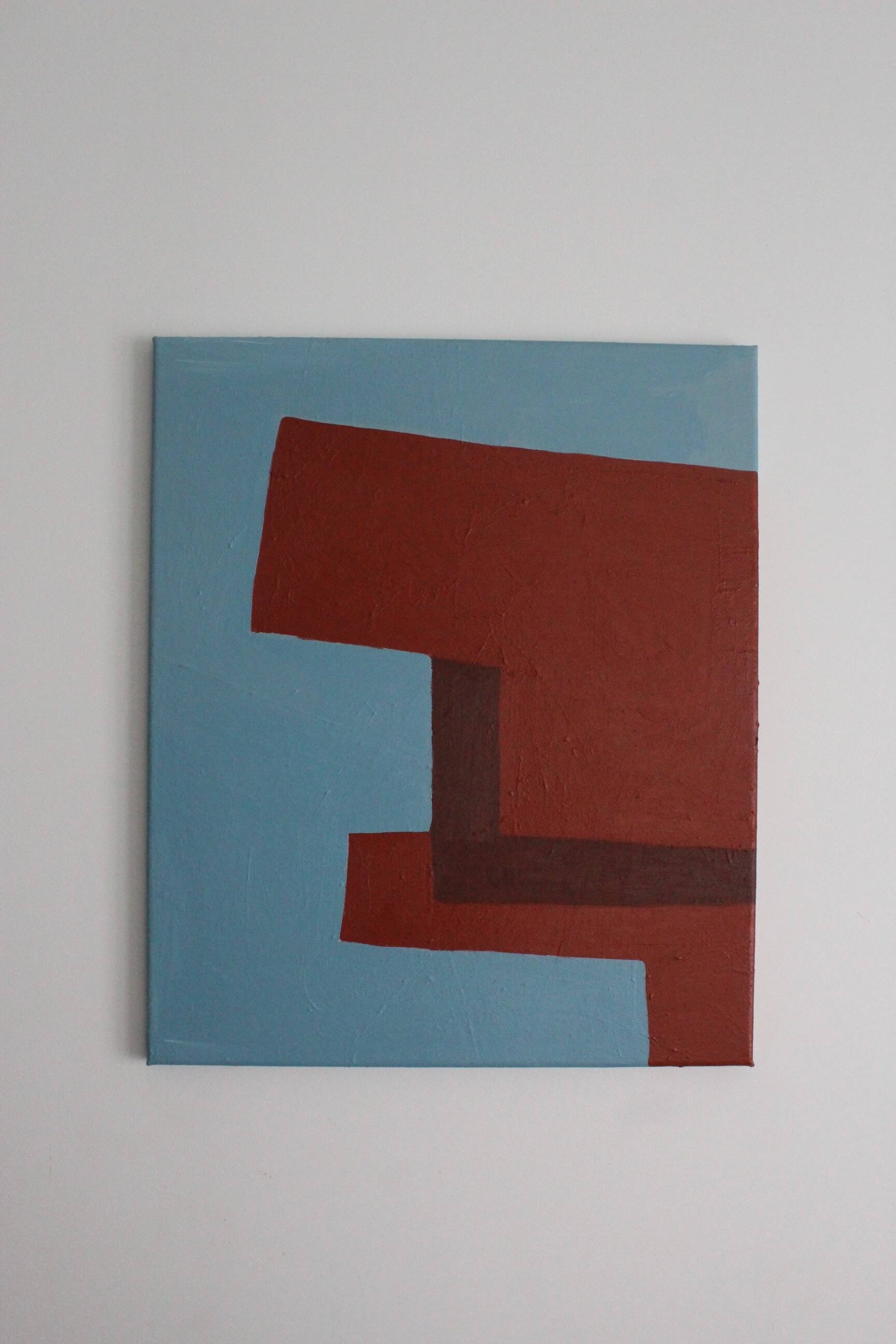 Minimalist canvas "structure in blue and red"