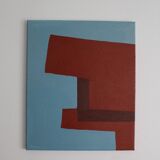 Minimalist canvas "structure in blue and red"