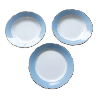 Plats ronds de service en faience de Lunéville KG antique français , années 50