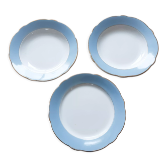 Round faience serving dishes from Lunéville KG, antique French, 50s