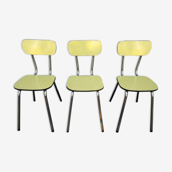 Trio chaises formica jaune
