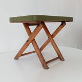 Vintage folding stool in wood and bamboo